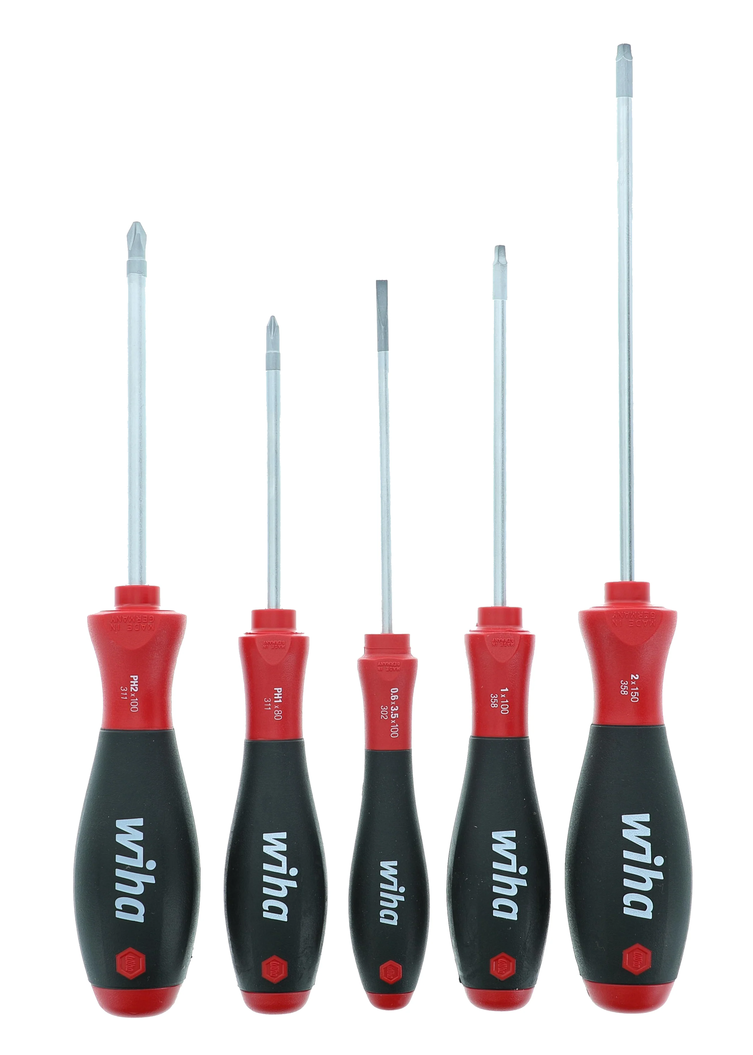 WIHA TOOLS 5 Piece Softfinish Slotted And Phillips And Square Screwdriver Set - WIH-30286