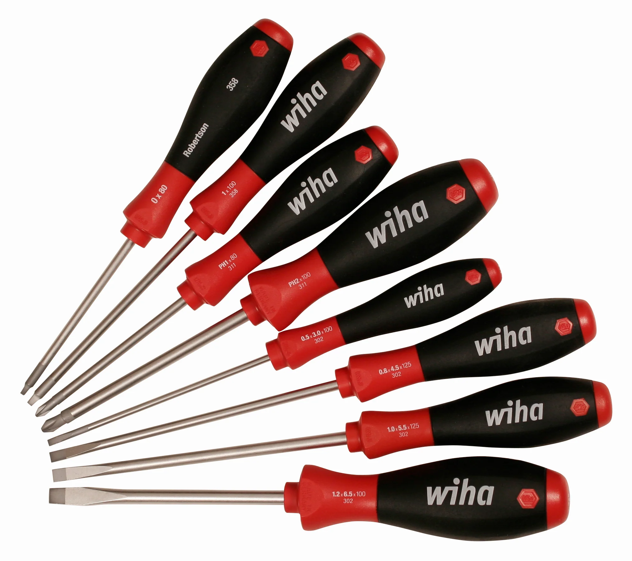 WIHA TOOLS 8 Piece Softfinish Slotted And Phillips And Square Screwdriver Set - WIH-30289