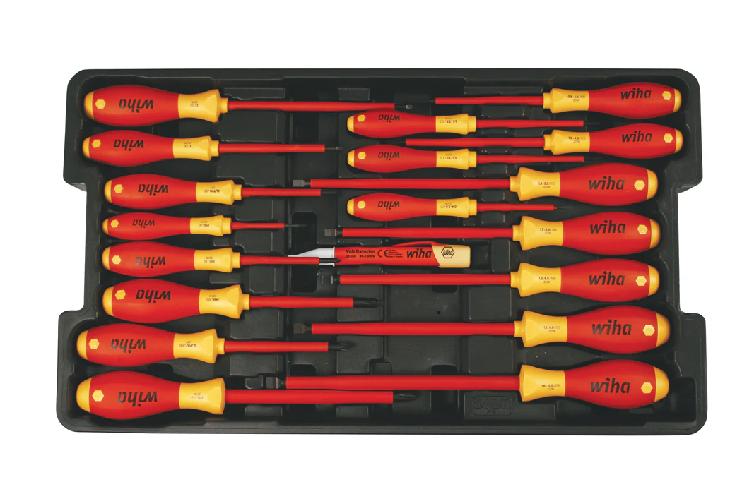 WIHA TOOLS 19 Piece Insulated Softfinish Screwdriver And Cat Iii Voltage Detector Set With Toolbox Tray - WIH-32095