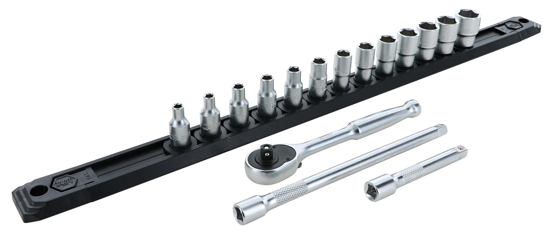 WIHA TOOLS 16 Piece Professional Series Socket And Ratchet Set With 3 And 6 Inch Extension Ension Bars - Metricric - WIH-33391