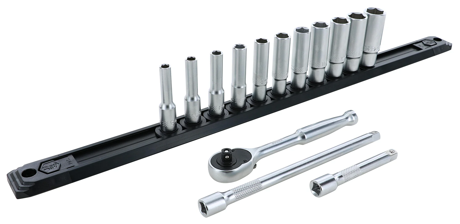 WIHA TOOLS 14 Piece Professional Series Socket And Ratchet Set With 3 And 6 Inch Extension Ension Bars - Metricric - WIH-33393