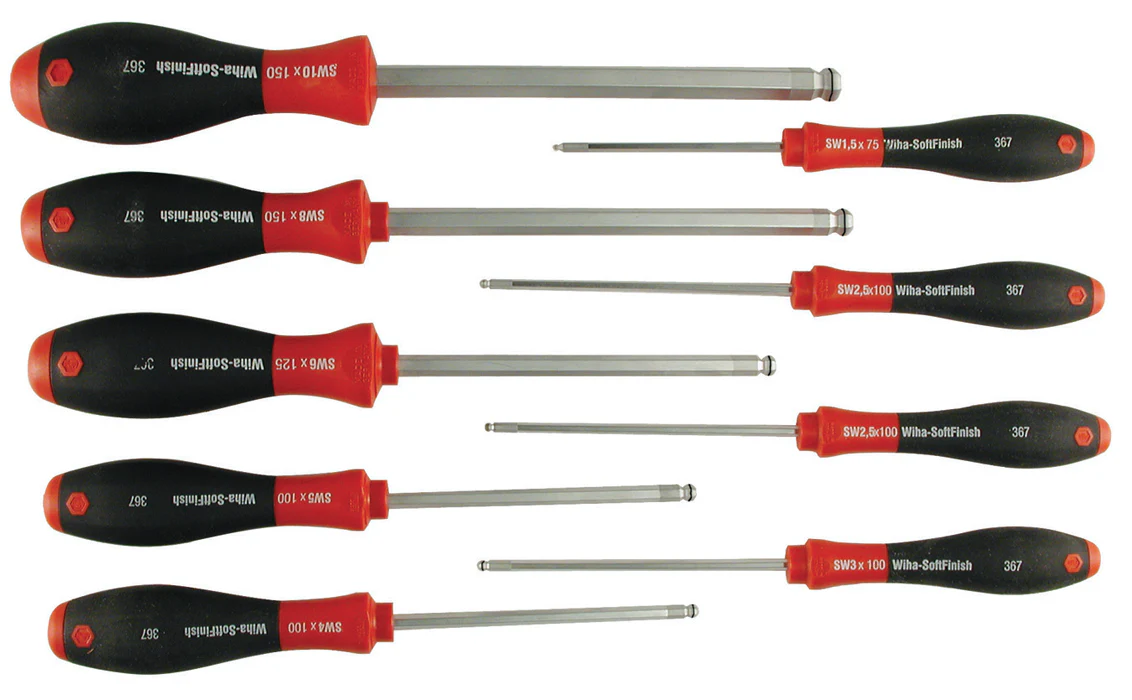 WIHA TOOLS 9 Piece Softfinish Magicring Ball End Screwdriver Set - WIH-36790