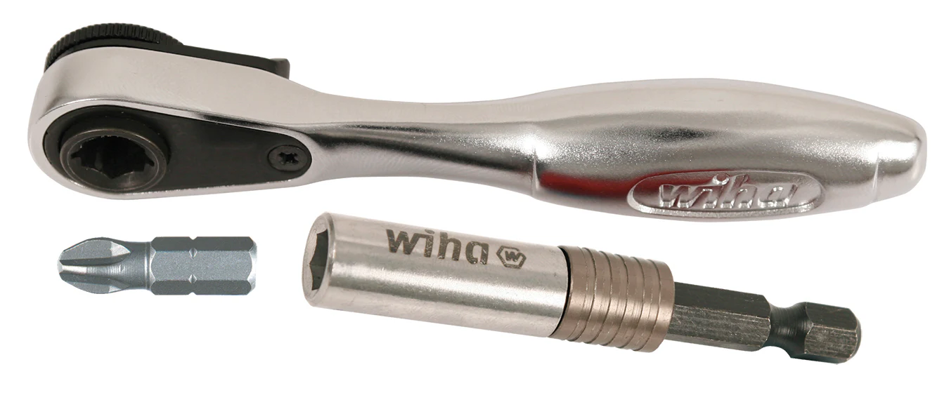 WIHA TOOLS 3 Piece Mini Bit Ratchet And Slimfix Bit Holder Set - WIH-38060