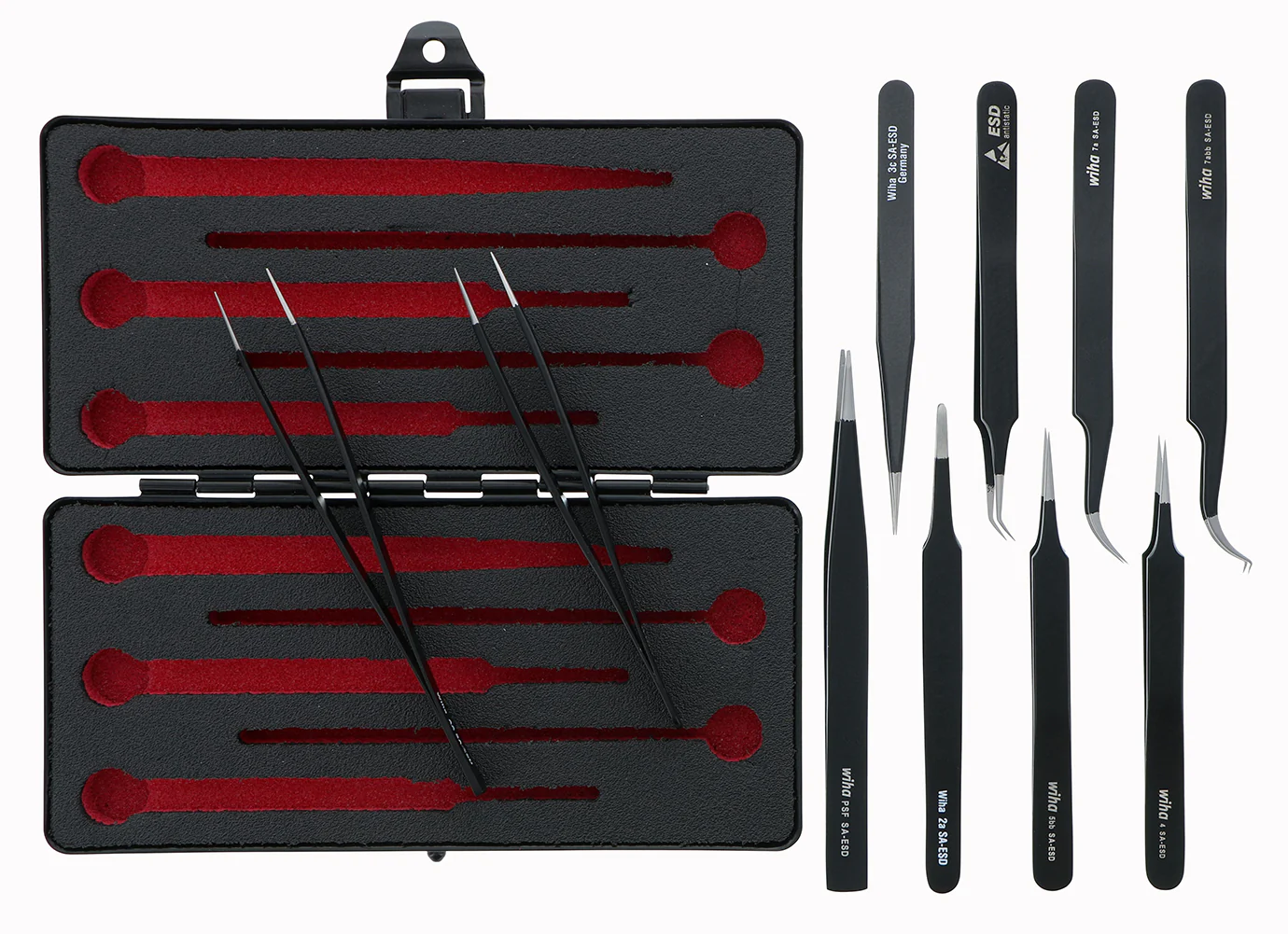 WIHA TOOLS 10 Piece Esd Safe Tweezers Set - WIH-44593