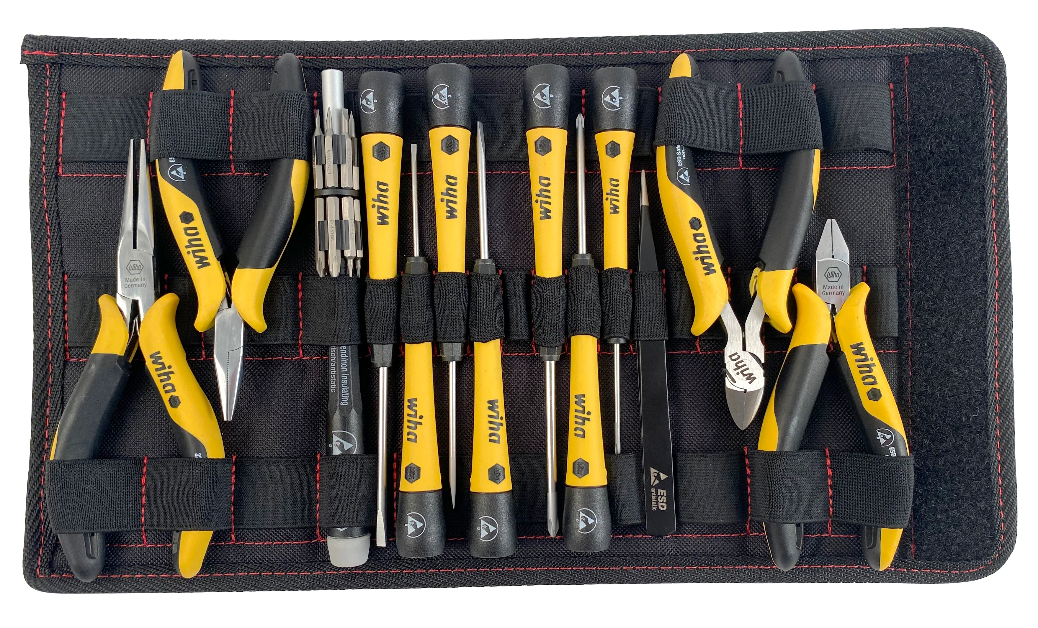 WIHA TOOLS 26 Piece Esd Safe Picofinish Precision Screwdrivers Pliers And Bits Set With Heavy Duty Velcro Pouch - WIH-45892
