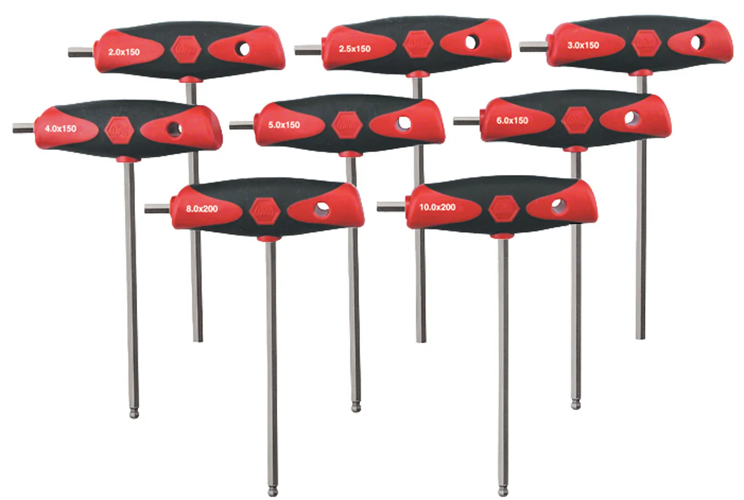WIHA TOOLS 8 Piece Soft Grip Dual Drive T-Handle Set - Metricric - 54095 - WIH-54095