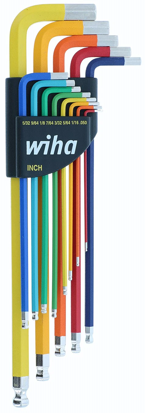 WIHA TOOLS 13 Piece Ball End Color Coded Hex L-Key Set - Inch - WIH-66981
