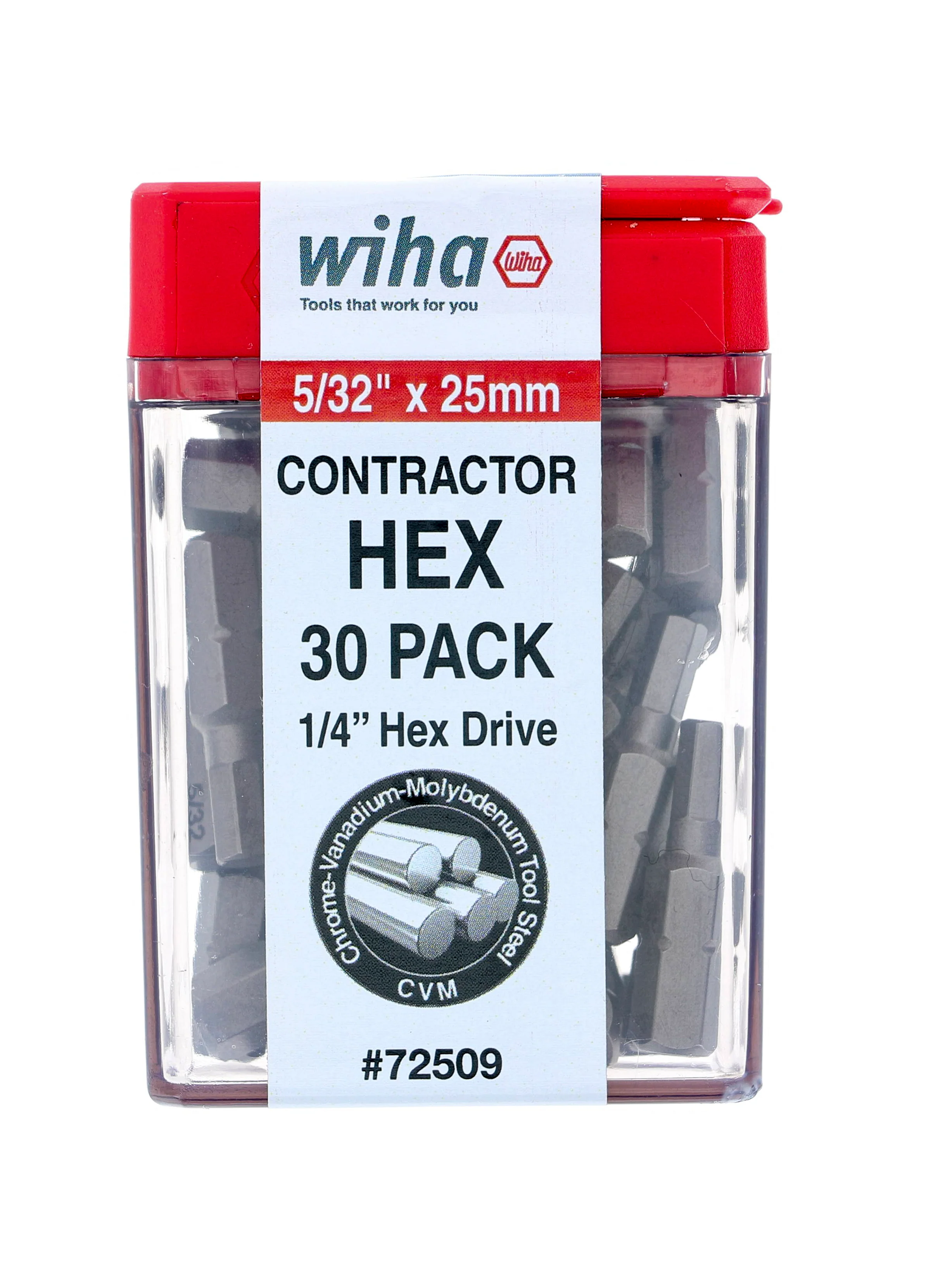 WIHA TOOLS Hex Contractor Insert Bit 5/32" X 25Mm - 30 Piece - WIH-72509