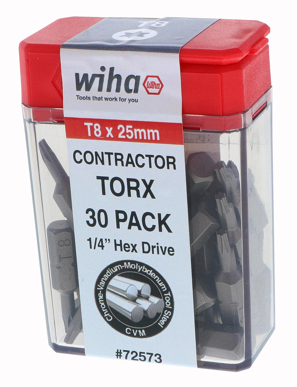 WIHA TOOLS Torx Contractor Insert Bit T8 X 25Mm - 30 Pack - WIH-72573