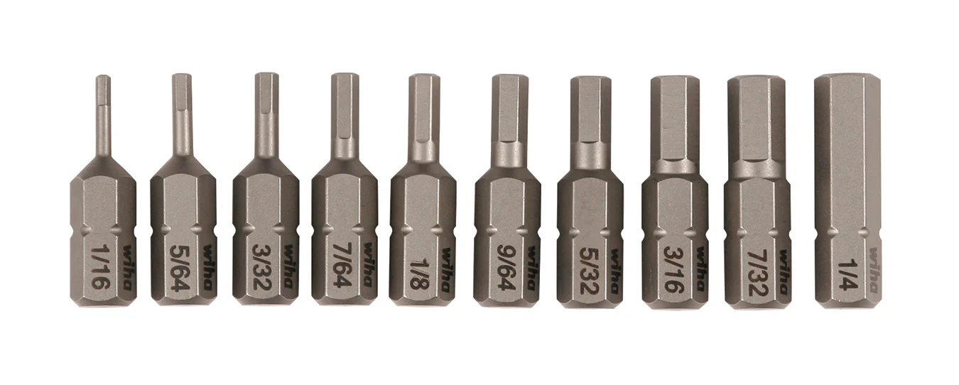 WIHA TOOLS 10 Piece Bit Set - Hex Inch - WIH-72596